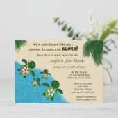 GIRL Sea TURTLE Baby Shower Invite TWIN (Honu) 01D Einladung (Stehend Vorderseite)