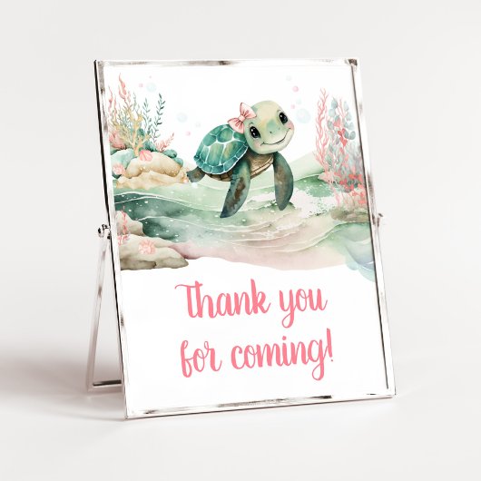 Girl Sea Turtle Baby Shower Vielen Dank für Ihr Ko Poster