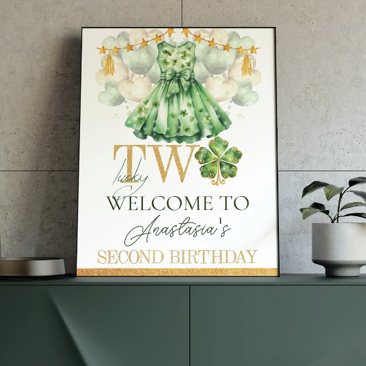 Girl Second Birthday St Patrick's Day Personalisie Poster