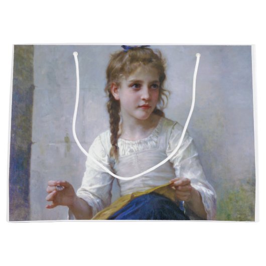 Girl Sewing, Bouguereau Große Geschenktüte (Vorderseite)