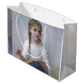 Girl Sewing, Bouguereau Große Geschenktüte (Rückseite Schrägansicht)