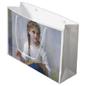 Girl Sewing, Bouguereau Große Geschenktüte (Vorderseite Schrägansicht)