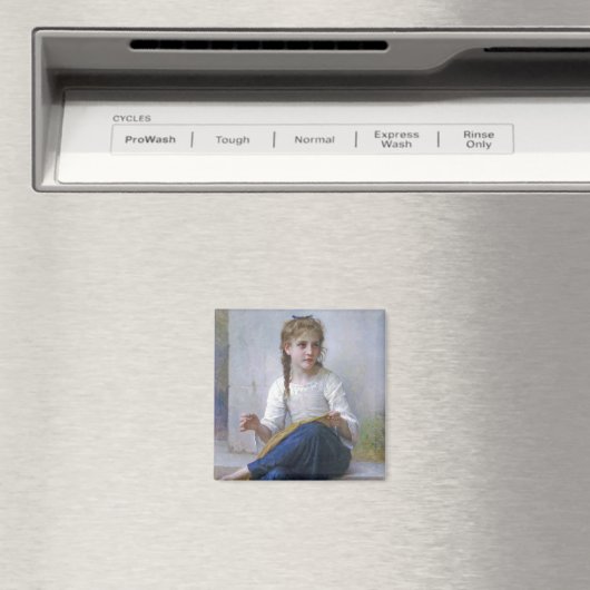 Girl Sewing, Bouguereau Magnet (In Situ (Geschirrspüler))