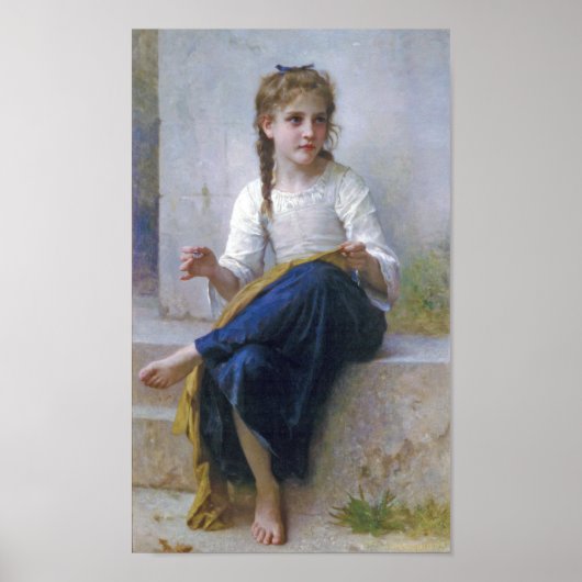 Girl Sewing, Bouguereau Poster (Vorne)