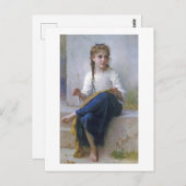 Girl Sewing, Bouguereau Postkarte (Vorne/Hinten)