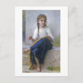 Girl Sewing, Bouguereau Postkarte (Vorderseite)