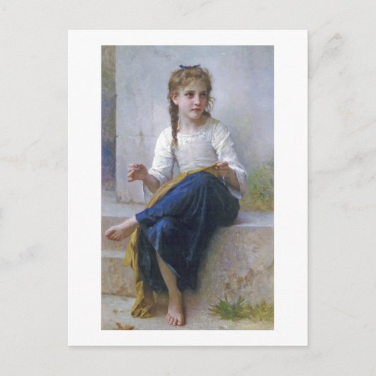 Girl Sewing, Bouguereau Postkarte (Vorderseite)