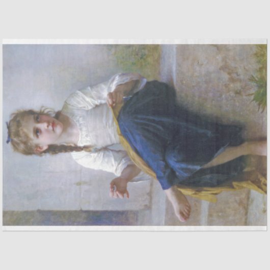 Girl Sewing, Bouguereau Seidenpapier (Vorderseite)