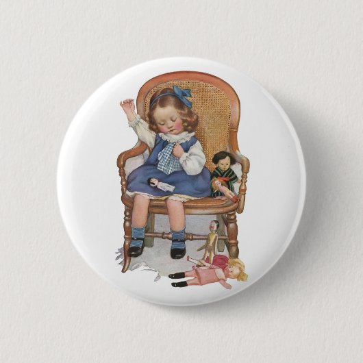 Girl Sewing Dolles Button (Vorderseite)