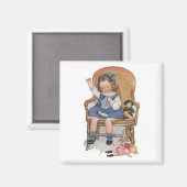Girl Sewing Dolles Magnet (Vorderseite/Rückseite)