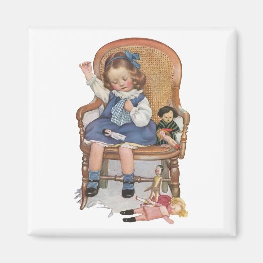 Girl Sewing Dolles Magnet (Vorne)