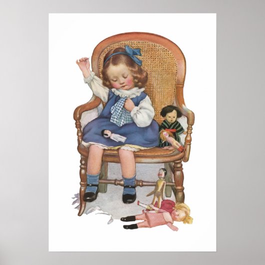 Girl Sewing Dolles Poster (Vorne)