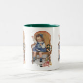 Girl Sewing Dolles Zweifarbige Tasse (Mittel)