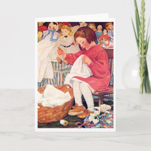 Girl Sewing, Jessie Willcox Smith Karte (Vorderseite)
