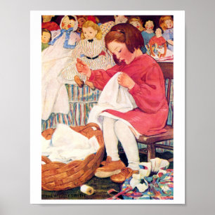 Girl Sewing, Jessie Willcox Smith Poster