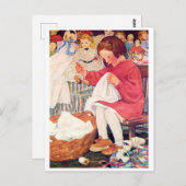 Girl Sewing, Jessie Willcox Smith Postkarte (Vorne/Hinten)