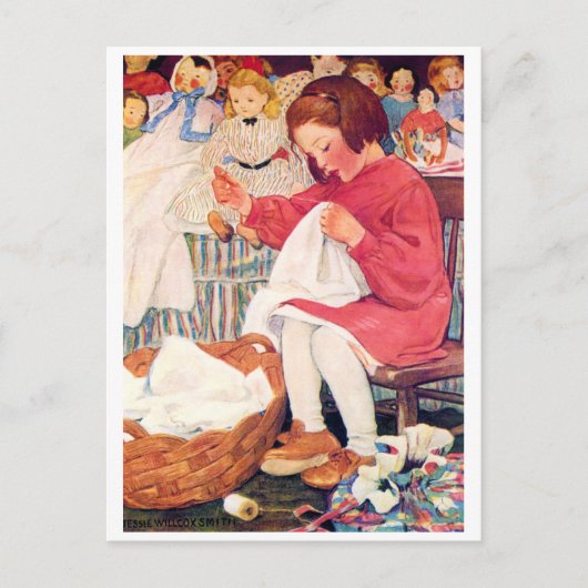 Girl Sewing, Jessie Willcox Smith Postkarte (Vorderseite)