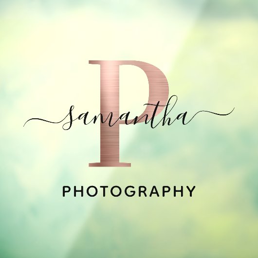 Girl Signature Rose Gold P Monogram Logo Fensteraufkleber (Blatt 3)