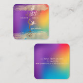 Girl Silhouete Gold Brush Stroke Ombre Holographic Quadratische Visitenkarte (Vorne/Hinten)