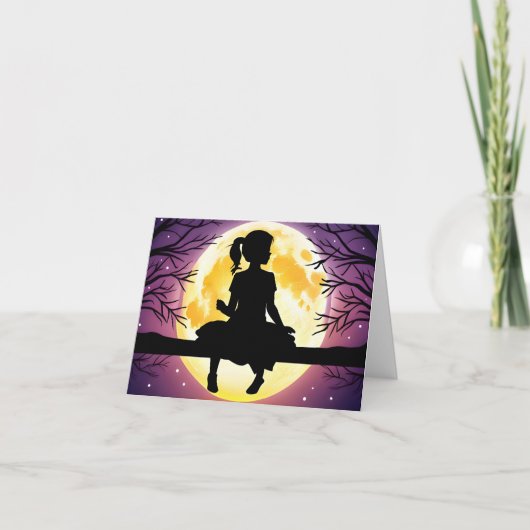 Girl-Silhouette auf Baum mit Mond (Vorderseite)