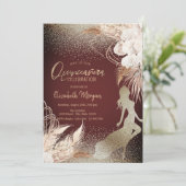 Girl Silhouette, Floral Boho Blume Pampas Grass Einladung (Stehend Vorderseite)