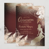 Girl Silhouette, Floral Boho Blume Pampas Grass Einladung (Vorne/Hinten)