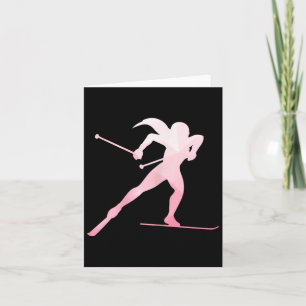 Girl Silhouette Langlaufen Wintersport Karte