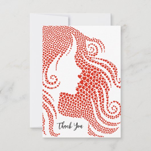 Girl Silhouette Mini Hearts Abschluss Dankeskarte (Vorderseite)