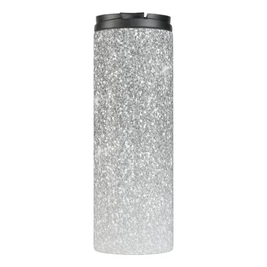 Girl Silver Glitzer Blush Monogram Name Thermosbecher (Rückseite)