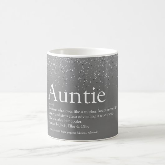 Girl Silver Glitzer Cool Tante Tante Definition Kaffeetasse (Mittel)