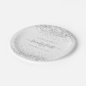 Girl Silver Glitzer Name Datum 21. Party Pappteller (Schrägansicht)