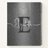 Girl Silver Glitzer Personalisiert Monogram Name Notizblock (Rückseite)