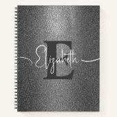 Girl Silver Glitzer Personalisiert Monogram Name Notizblock (Vorderseite)