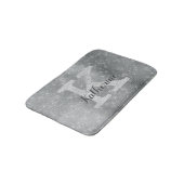 Girl Silver Glitzer Sparkle Glam Monogramm Name Badematte (Schrägansicht)