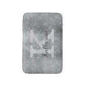 Girl Silver Glitzer Sparkle Glam Monogramm Name Badematte (Vorderseite Vertikal)