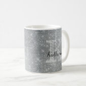 Girl Silver Glitzer Sparkle Glam Monogramm Name Kaffeetasse (VorderseiteRechts)