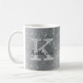 Girl Silver Glitzer Sparkle Glam Monogramm Name Kaffeetasse (Links)