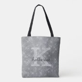 Girl Silver Glitzer Sparkle Glam Monogramm Name Tasche (Rückseite)
