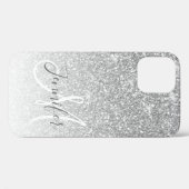Girl Silver Glitzer Sparkle Monogram Name Case-Mate iPhone Hülle (Rückseite (Horizontal))