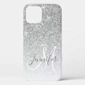 Girl Silver Glitzer Sparkle Monogram Name Case-Mate iPhone Hülle (Rückseite)