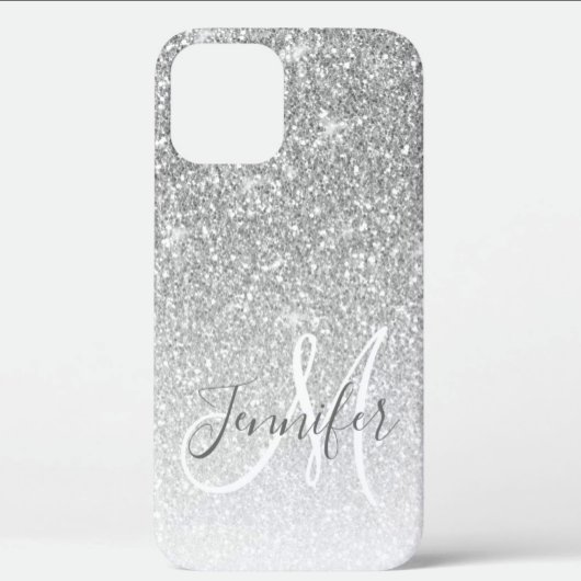 Girl Silver Glitzer Sparkle Monogram Name Case-Mate iPhone Hülle