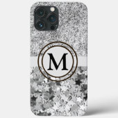 Girl Silver Glitzer Stars Monogram Case-Mate iPhone Hülle (Rückseite)