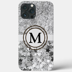 Girl Silver Glitzer Stars Monogram Case-Mate iPhone Hülle