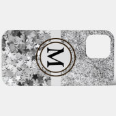 Girl Silver Glitzer Stars Monogram Case-Mate iPhone Hülle (Rückseite (Horizontal))