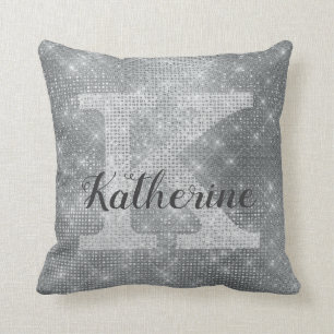 Girl Silver Grau Glitzer Kissen