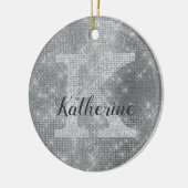 Girl Silver Gray Diamond Sparkle Monogram Name Keramik Ornament (Links)