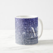 Girl Silver Lila Ombre Glitzer Monogram Name Kaffeetasse (VorderseiteRechts)