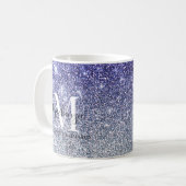 Girl Silver Lila Ombre Glitzer Monogram Name Kaffeetasse (Vorderseite Links)