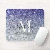 Girl Silver Lila Ombre Glitzer Monogram Name Mousepad (Mit Mouse)