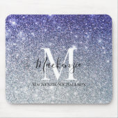 Girl Silver Lila Ombre Glitzer Monogram Name Mousepad (Vorne)